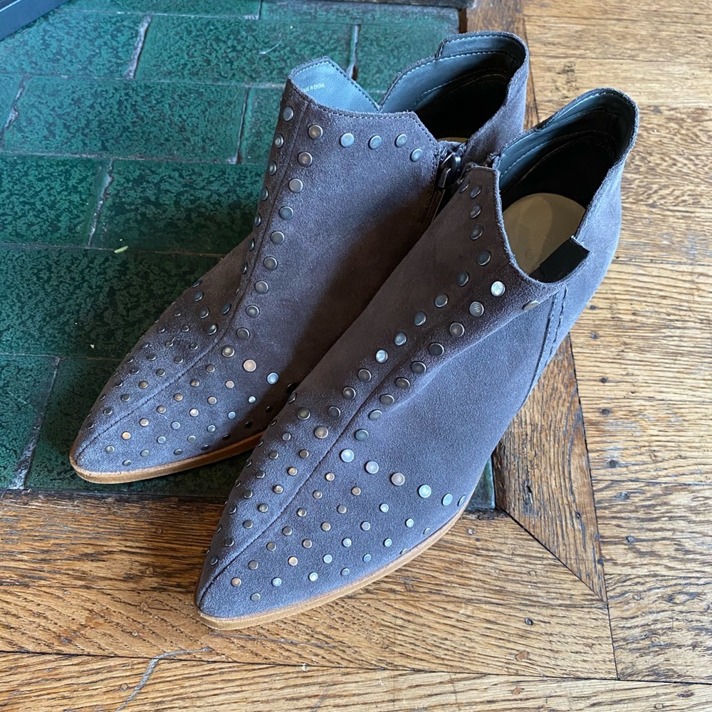 Studded suede booties